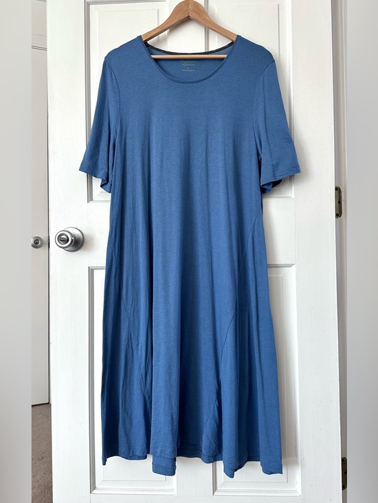 Gudrun Sjoden Dresses & Skirts - Gudrun Sjoden Short Sleeve Midi Dress Blue Knit Organic Cotton Modal Size L